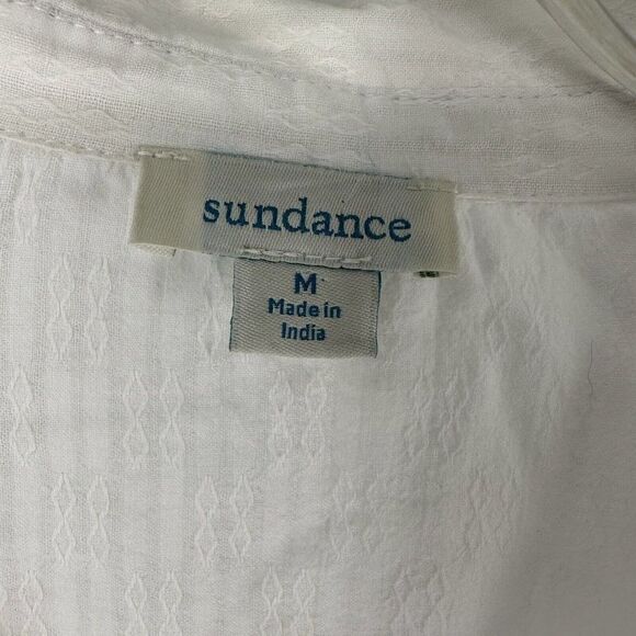 Sundance Shirt White Boxy Button Up Relaxed Size M Boho Raw Hem Beach Cotton Top - Picture 5 of 7